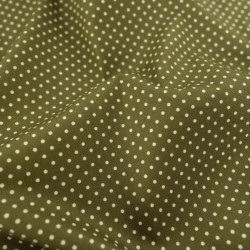 Popeline De Coton Mini Pois Kaki - Maison Klem