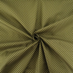 Popeline De Coton Mini Pois Kaki - Maison Klem