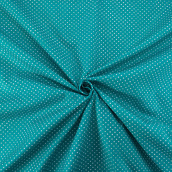 Popeline De Coton Mini Pois Paon - Maison Klem