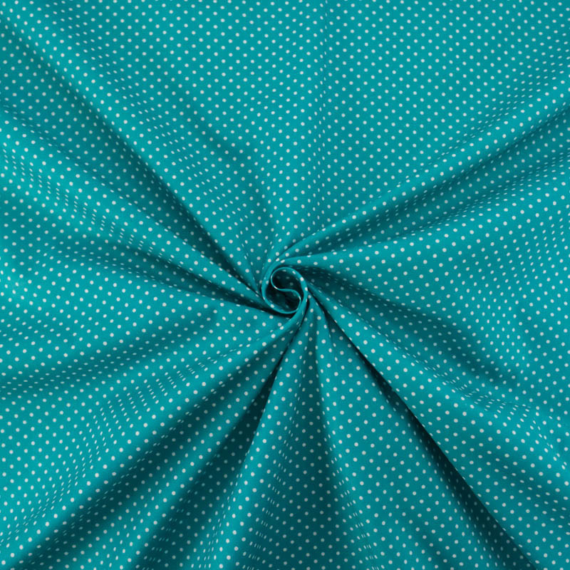 Popeline De Coton Mini Pois Paon - Maison Klem