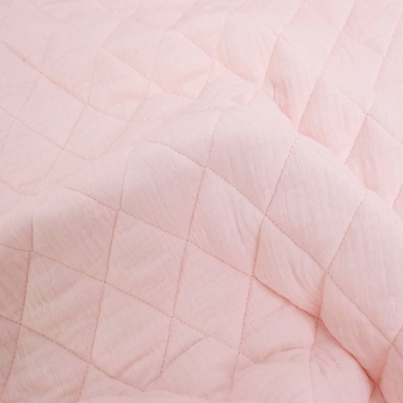 Matelassé Double Gaze Uni Rose Tendre - Maison Klem