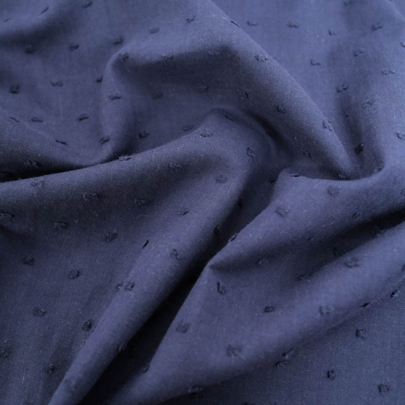 Voile De Coton Plumetis Navy - Maison Klem