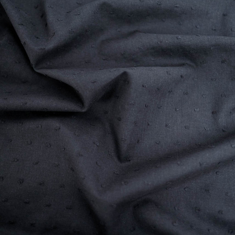 Voile De Coton Plumetis Noir - Maison Klem