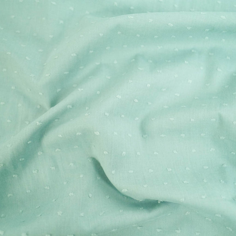 Voile De Coton Plumetis Bleu Aqua - Maison Klem