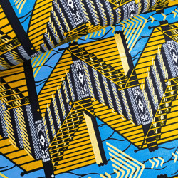 Tissu Wax Graphique Feuille Jaune - Maison Klem