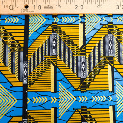 Tissu Wax Graphique Feuille Jaune - Maison Klem