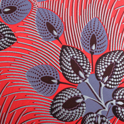 Tissu Wax Rouge Motif Parme Lurex - Maison Klem