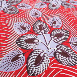 Tissu Wax Rouge Motif Parme Lurex - Maison Klem