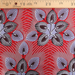 Tissu Wax Rouge Motif Parme Lurex - Maison Klem