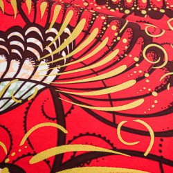 Tissu Wax Rouge Motif Or Lurex - Maison Klem