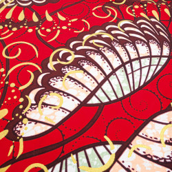 Tissu Wax Rouge Motif Or Lurex - Maison Klem