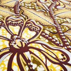 Tissu Wax Ocre Motif Marron - Maison Klem