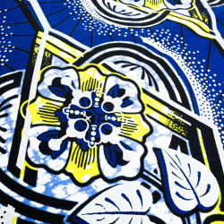 Tissu Wax Graphique Feuille Jaune - Maison Klem