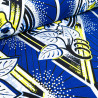 Tissu Wax Bleu Jaune Motif Argent Lurex - Maison Klem