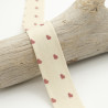 25MM Printed Bias Tape Brown Heart Ecru Background