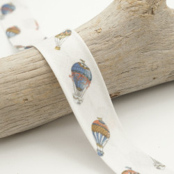 Biais Imprimé 25MM Mongolfière Fond Blanc - Maison Klem