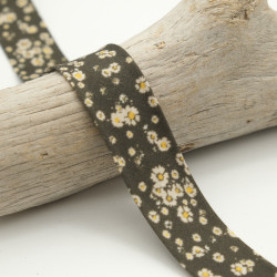 25MM Printed Bias Tape Daisy Bela Black