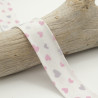 25MM Pink and White Heart Printed Bias Tape