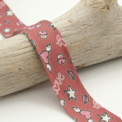25MM Kiss Love Brick Printed Bias Tape
