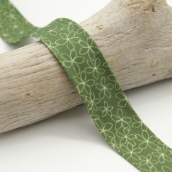 Biais Imprimé 25MM Fleur Lili Vert - Maison Klem