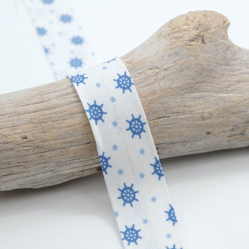 25MM Printed Bias Tape White Timon