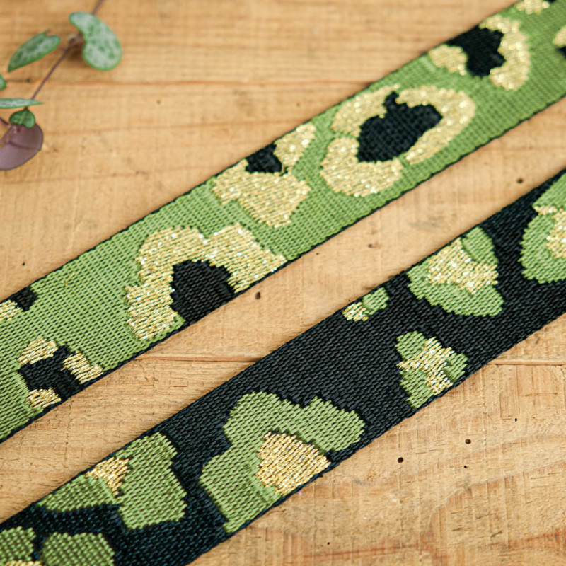 Sangle Motif Léopard Lurex Vert - Maison Klem
