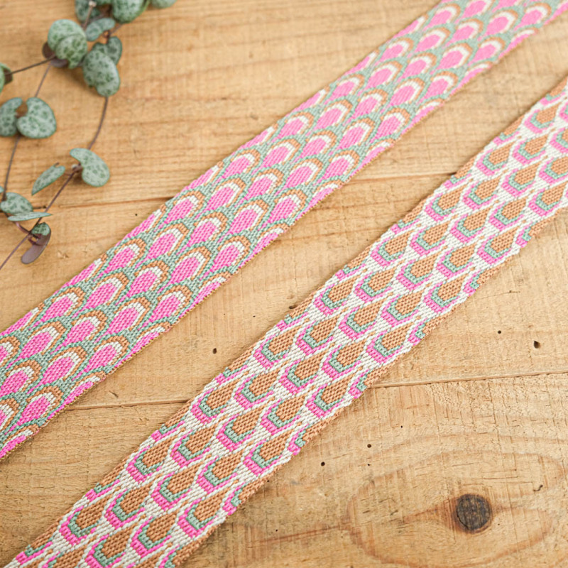 Sangle Motif Paon Rose - Maison Klem