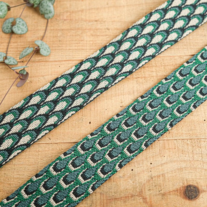Sangle Motif Paon Vert - Maison Klem