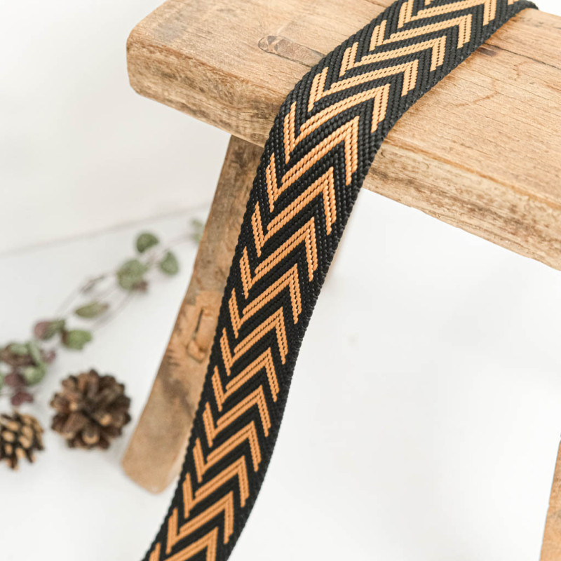 Sangle Chevrons Bicolore Noir - Maison Klem