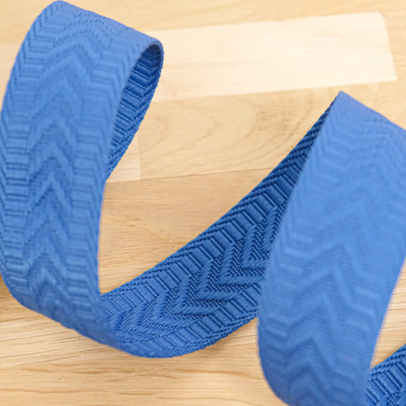 Sangle Chevrons Faux Unis Bleu Royal - Maison Klem