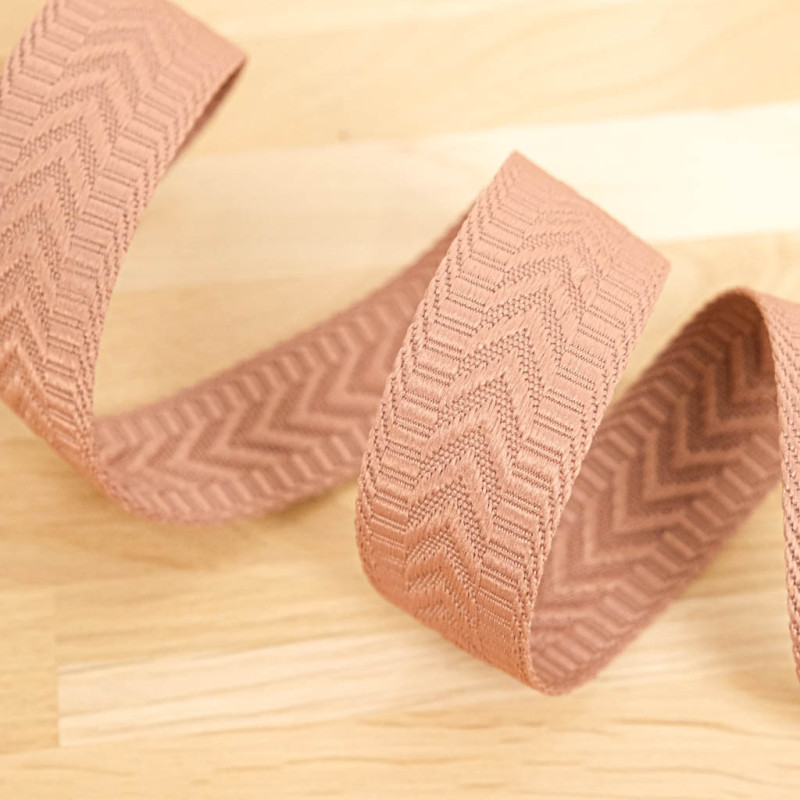 Sangle Chevrons Faux Unis Marsala - Maison Klem