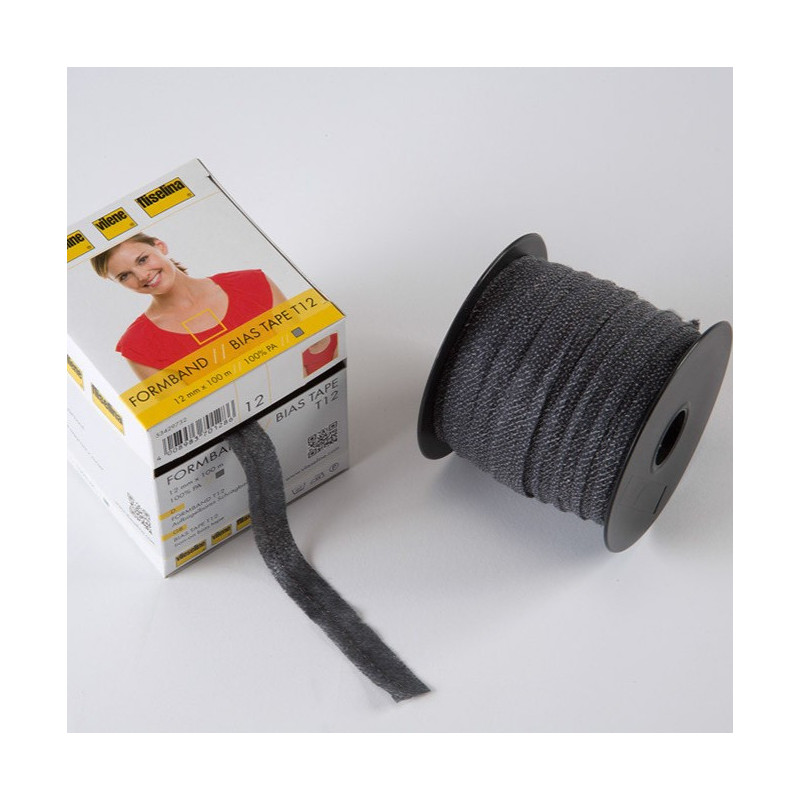 Vlieseline Stabilmanche Biais Thermocollant Noir 12mm - Maison Klem