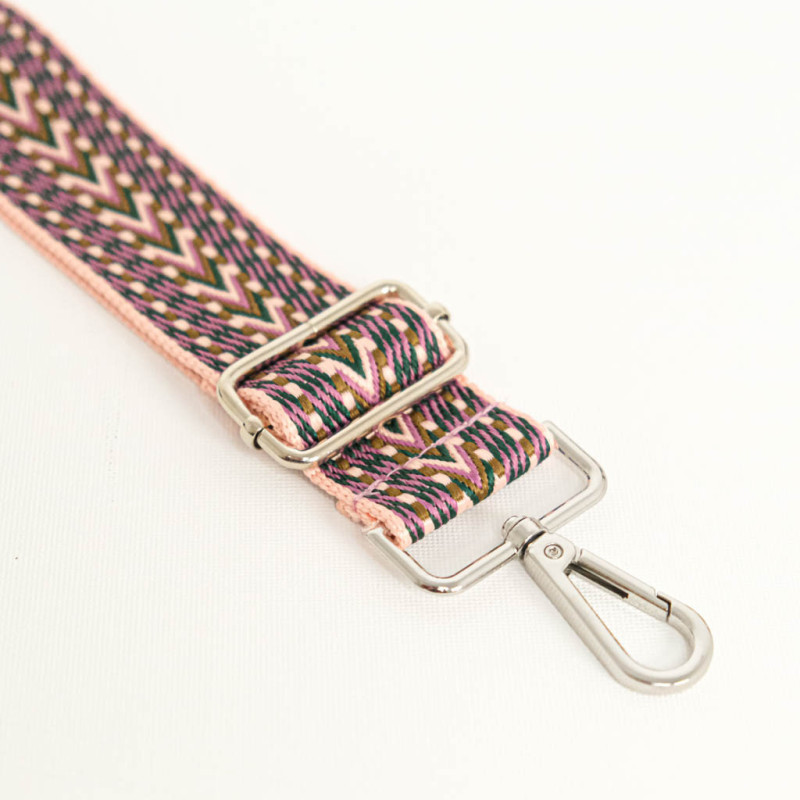 Bandoulière Ethnique Argent Rose - Maison Klem
