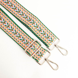 Bandoulière Ethnique Argent Vert - Maison Klem