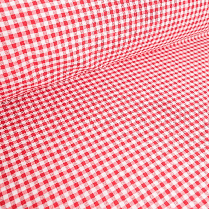 Tissu Vichy Petits Carreaux - 280cm - Rouge - Maison Klem