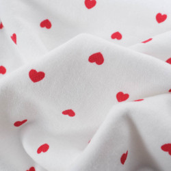 Jersey Envers Mini Eponge Motif Cœur Rouge - Maison Klem
