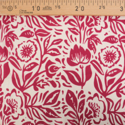 Popeline de Viscose Imprimée Boho Framboise - Maison Klem