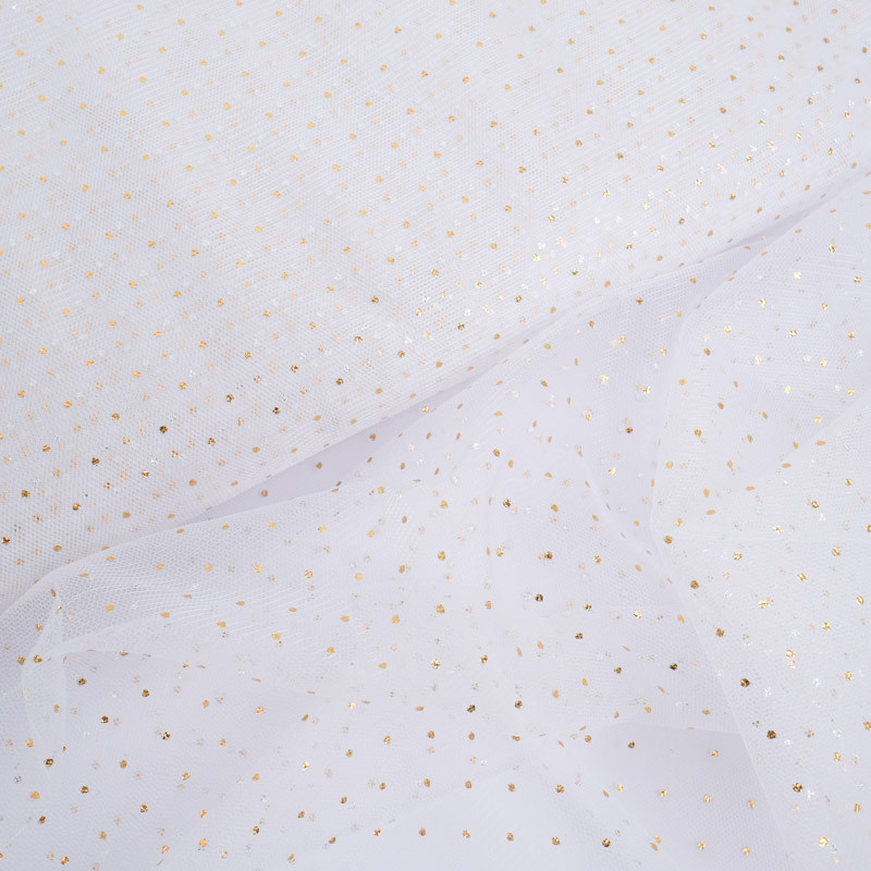 Tulle Souple Noir Petits Pois Lurex Or - Maison Klem