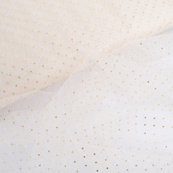 Tulle Souple Blanc Petits Pois Lurex Or - Maison Klem