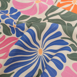 Bachette De Coton Motif Fleuri Seventies Rose et Bleu - Maison Klem