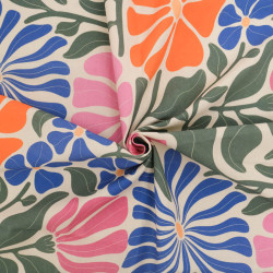 Bachette De Coton Motif Fleuri Seventies Rose et Bleu - Maison Klem