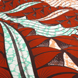 Tissu Wax Vert Menthe Motif Rouge - Maison Klem