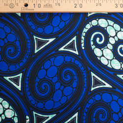 Tissu Wax Bleu Roi Motif Vert Menthe - Maison Klem