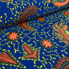 Tissu Wax Bleu Motif Orange Jaune - Maison Klem