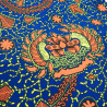 Tissu Wax Bleu Motif Orange Jaune - Maison Klem