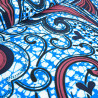 Tissu Wax Bleu Motif Rouge Bordeaux - Maison Klem