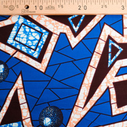 Tissu Wax Bleu Motif Corail - Maison Klem