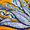 Tissu Wax Orange Motif Bleu - Maison Klem