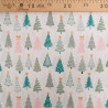 Tissu Noël Coton Sapins de Noël Rose et Vert - Maison Klem