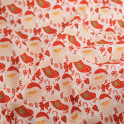 Tissu Noël Santa Claus Fond Blanc - Maison Klem